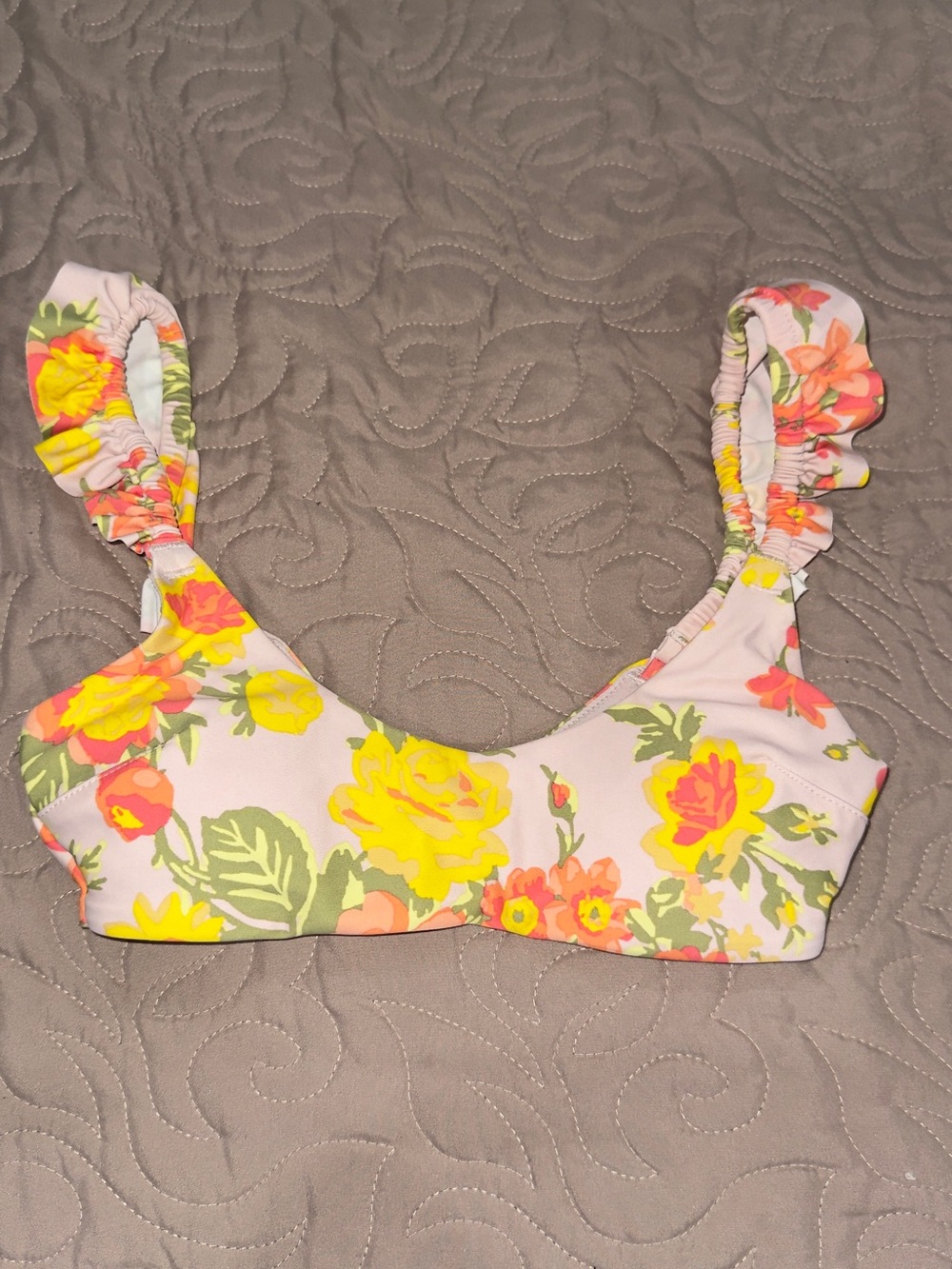 American Eagle AERIE Ruffle Scoop Bandeau Bikini Top Swim Beach Size XXS
